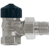 Heimeier radiatorafsluiter haaks 1 inch Vernikkeld