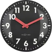 Nextime Tafel/Wandklok 20cm-Koepelvormig Glas Lens-Stil-Zwart-Glas-NeXtime Duomo Mini