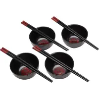 Eh Excellent Houseware 8-delige sushi serveer set voor 4 personen - keramiek - zwart - Bordjes