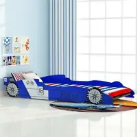 Prolenta Maison Exclusive - Kinderbed in de vorm van een raceauto, 90x200 cm, blauw