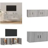 vidaXL 2-delige Tv-meubelset bewerkt hout grijs sonoma eikenkleurig - Tv-kast - Tv-kasten - Tv-meubel - Hifi-meubel