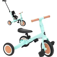 Sonstige Verlage Olmitos driewieler Gyro+ 5-in-1 voor kinderen van 1 tot 5 jaar, ombouwbaar tot loopfiets of fiets, mintgroen
