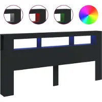 vidaXL Hoofdeinde met LED 220x18,5x103,5 cm bewerkt hout zwart