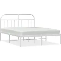 vidaXL Bedframe met hoofdbord metaal wit 150x200 cm