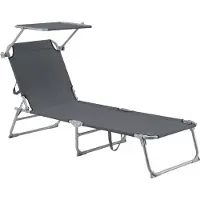 En.casa Ligbed met luifel Getaria 189x57x28 cm 115 kg donkergrijs
