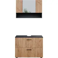 Vicco Irma Badkamermeubel set – 2 delen, onderkast 80 cm Eik goud/antraciet