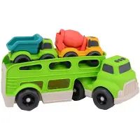 Jouéco 80139 - Transporter bio plastic - Oplegger met 2 bouwauto's