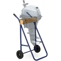 Relaxdays buitenboordmotor trolley - transportwagen - 100 kg - houten steunbord - blauw