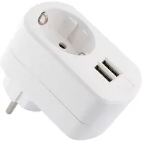Schwaiger LAD240532 USB Ladeadapter 230V mit Steckdose weiß