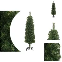 vidaXL Kunstkerstboom, slank model met standaard, groen, 120 cm, PVC - Kerstbomen