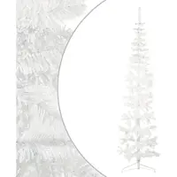 Syfax Kunstkerstboom half met standaard smal 210 cm wit