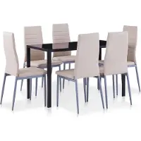 The Living Store De Living Store 7-delige eethoekset, cappuccino bruin