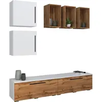VCM ArilaL TV-meubel 4 deuren 3 planken wit, eik decor.
