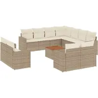vidaXL 12-delige Loungeset met kussens poly rattan beige