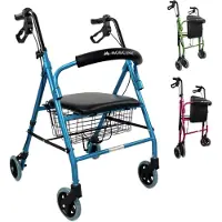 Mobiclinic Escorial Rollator - Inklapbaar - Aluminium - Met remmen - Met mandje en zitting - Verstelbaar - Handremmen - Lichtgewicht - Met Stoel en Rugleuning - 4 wielen
