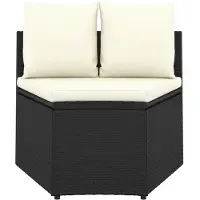 vidaXL 2-delige Loungeset met kussens poly rattan zwart