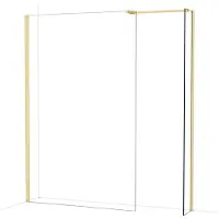 Maxaro Diamond Inloopdouche | 130x30 cm Glanzend lichtgoud Helder glas 2 vaste wanden