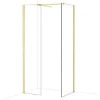 Maxaro Diamond Inloopdouche | 70x50 cm Glanzend lichtgoud Helder glas 2 vaste wanden