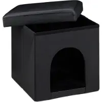 Relaxdays 4052025046583, Voetenbankje/pouf, Vierkant, Zwart, Kunstleer, Zwart, Schuim