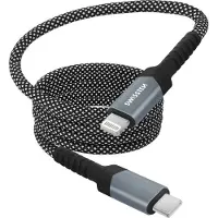 Swissten Magnetische Anti-Knoop USB-C naar Lightning Kabel - 1M - Geschikt voor iPhone 7/8/X/11/12/13/14 - Zwart