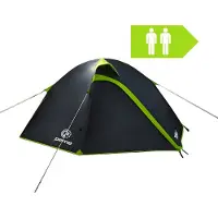 Peme Taurus Koepeltent Tent voor 2 personen, Zwart en groen, 2 ingangen, muskietennet, waterdicht, snelle opbouw, ademend materiaal
