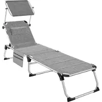 TecTake - Ligbed Lorella gestoffeerd, inklapbaar - grijs gemeleerd - 220 x 60,5 x 34 cm, met zijvak