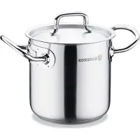 Korkmaz Gastro Proline Kookpan 3L – RVS Hoge Pan 16 cm Met Deksel en Maatverdeling – Geschikt Voor Inductie en Alle Warmtebronnen