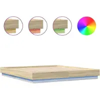 vidaXL Bedframe met LED-verlichting sonoma eikenkleurig 200x200 cm