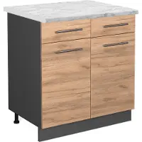 Vicco Keukenonderkast Fame-Line Krachtige eik goud 80 cm , WB Marmer, Model 46235