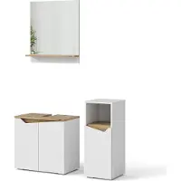 Vicco Badkamermeubelset Marelle, Wit/Artisanaal eiken, 3-delig