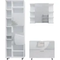 Vicco Badkamermeubelset Ilias, Wit Hoogglans, 3-delig