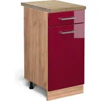 Vicco Keukenonderkast R-Line Rode hoogglans 40 cm , WB Eik, Model 45658