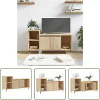 The Living Store TV-meubel Sonoma Eiken - 100 x 35 x 55 cm - praktisch ontwerp - stevig materiaal - voldoende opbergruimte - stevig blad - praktische deuren - montage vereist