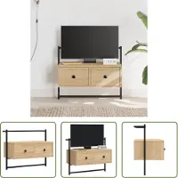 The Living Store Wandmontage - TV-meubel - Tv-meubel wandgemonteerd 60,5x30x51 cm hout sonoma eikenkleurig - Sonoma Eiken - Houten Kast - Salon Meubilair