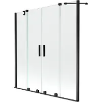 Mexen Velar Duo badwand 2-vleugelig schuifbaar 140 x 150 , transparant, zwart - 896-140-000-02-70
