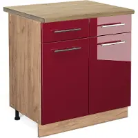 Vicco Fame-Line Keukenonderkast – 80 cm, WB Eik Bordeauxrode hoogglans