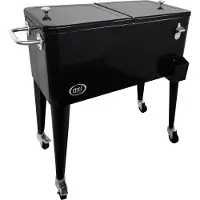 Axi Retro cooler Zwart | Outdoor Koeler op wielen met 76L inhoud | Koelbox met aftapkraan