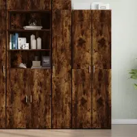 Syfax Hoge kast 30x42,5x185 cm bewerkt hout gerookt eikenkleurig