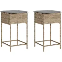 Syfax Tuinbarkrukken 2 st met kussens poly rattan beige