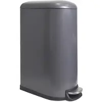 Perel metalen pedaalemmer met uitneembare emmer, solide antislipvoet en versterkte pedaal, ideaal voor thuis en op kantoor, inhoud 40 liter, rechthoekig 64,5 x 28,5 x 47 cm, mat grijs