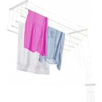 Kadax Plafondwasdroger, wasdroger voor het plafond met 5 stangen, wanddroger met stalen spijlen, plafonddroger, draagvermogen tot 10 kg (wit/170 cm)
