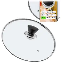 Kadax Pandeksel, universeel deksel van glas met mat zwarte handgreep, hittebestendig deksel in verschillende maten, pannendeksel, glazen deksel voor pot, pan (26 cm)