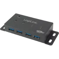 Logilink 4 Port Hub, USB 3.0 actief zwart (metaal)