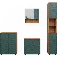 Vicco Badkamermeubel set Irma Groen/Goudkleurig Eiken 4-delig, Model 47190