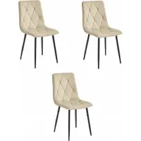 Leobert Set van 3 Eetkamerstoelen LIBRA Crème – Zwarte Metalen Poten, Modern Velvet Bekleding, Ergonomisch Design, Max. 120 kg