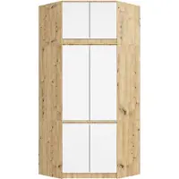 Akord Hoekkledingkast S100 met Opzetstuk / Furniture Factory / Artisan Eik - Wit / 100 x 235 x 50 cm