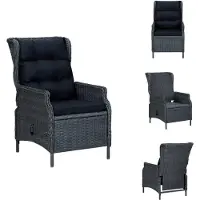 vidaXL Verstelbare Tuinstoel met Kussens - Donkergrijs Tuinstoel - Lounge Stoel - Relaxfauteuil - Buitensteunen - Terras Meubilair