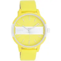 Oozoo Timepieces - Neon geel/goudkleurige horloge met neon gele leren band - C11191