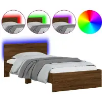 vidaXL Bedframe met hoofdbord en LED bruin eikenkleur 100x200 cm