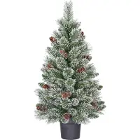 Black Box Trees Trees Vandans Kunstkerstboom in Pot - H90 x Ø48 cm - Groen Frosted